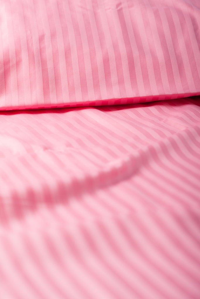 "Rose" Damask Stripe Organic Cotton Sateen Sheet Set - Dreamdesigns.ca
