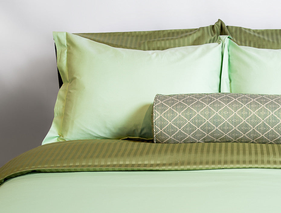 "Turquoise" Damask Stripe Organic Cotton Sateen Pillow Shams - Dreamdesigns.ca