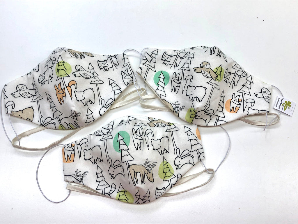 Limited Edition Prints Organic Cotton Face Mask: Forest Annimals - Dreamdesigns.ca