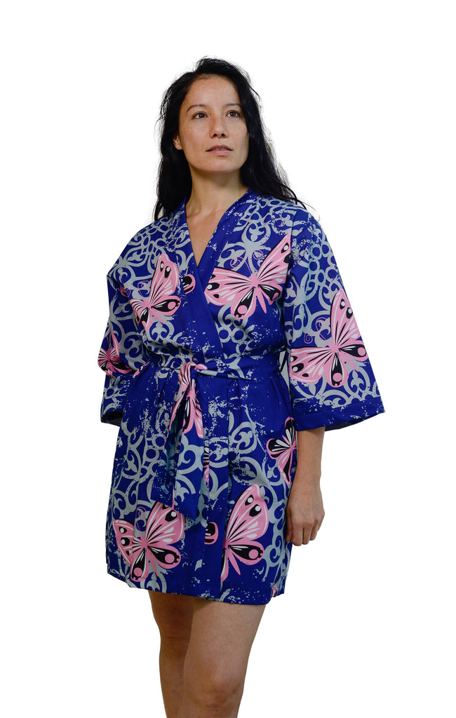 Butterfly Organic Cotton Sateen Short Robe - Dreamdesigns.ca