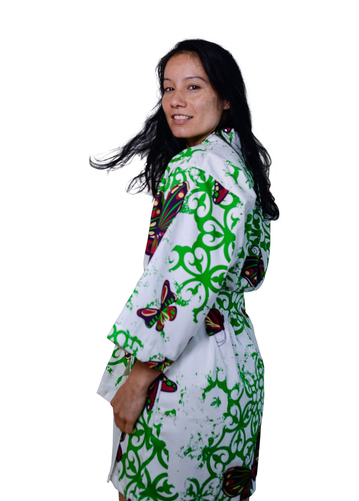 Butterfly Organic Cotton Sateen Short Robe - Dreamdesigns.ca