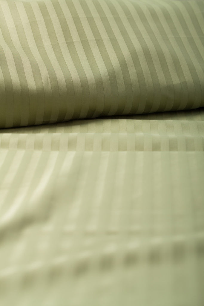 "Cypress" Damask Stripe Organic Cotton Sateen Flat Sheet - Dreamdesigns.ca